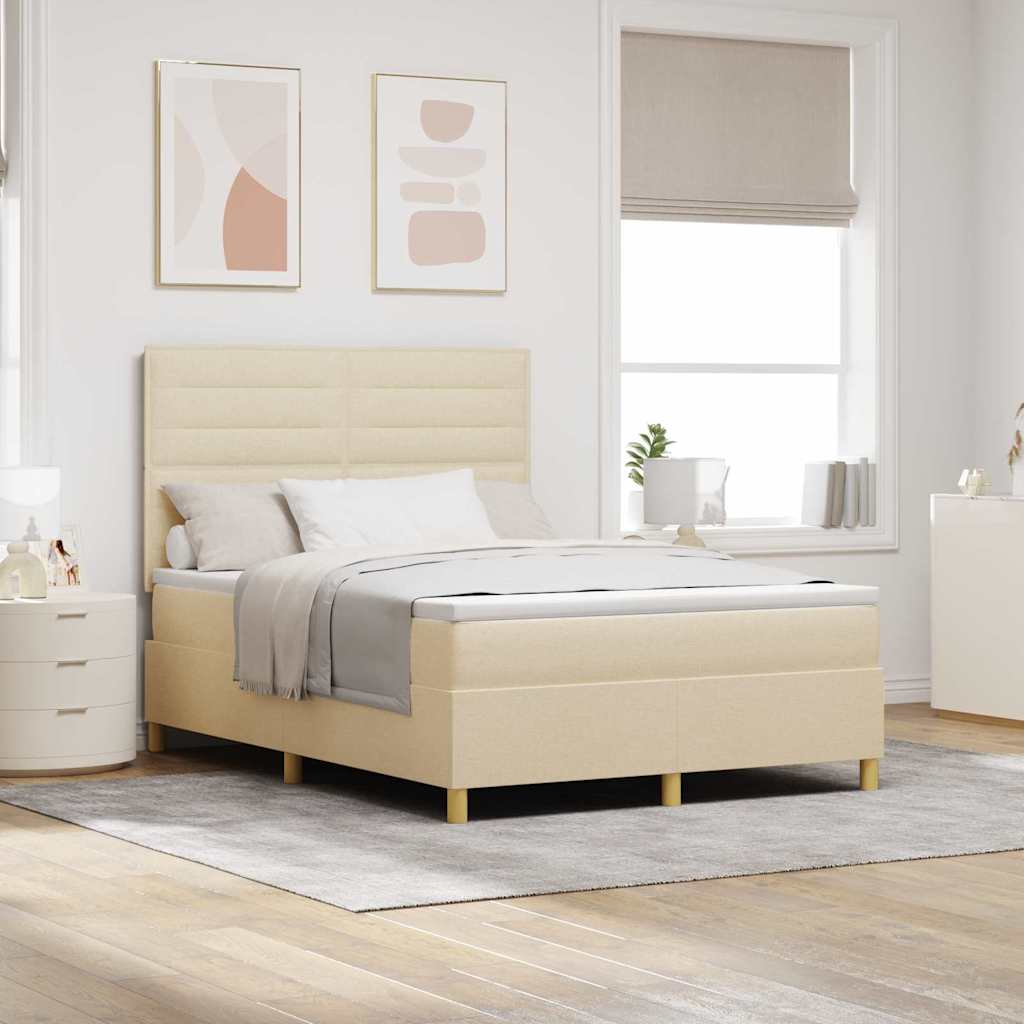 Box spring seng med madras Creme 160 x 200 cm Stof