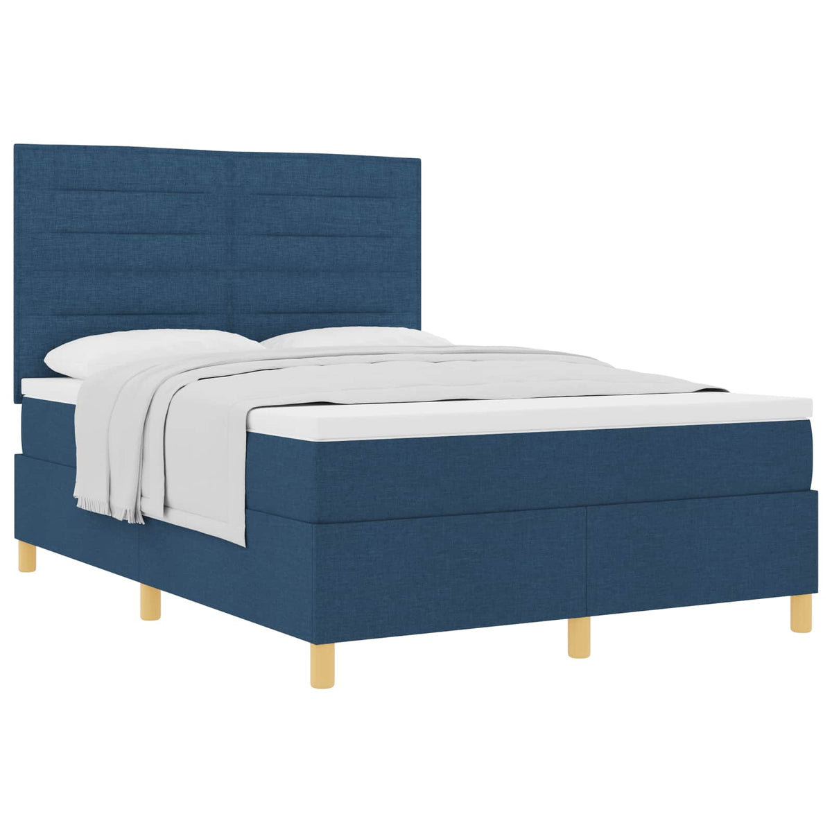 Box spring seng med hovedgærde Blå 160 x 200 cm Stof