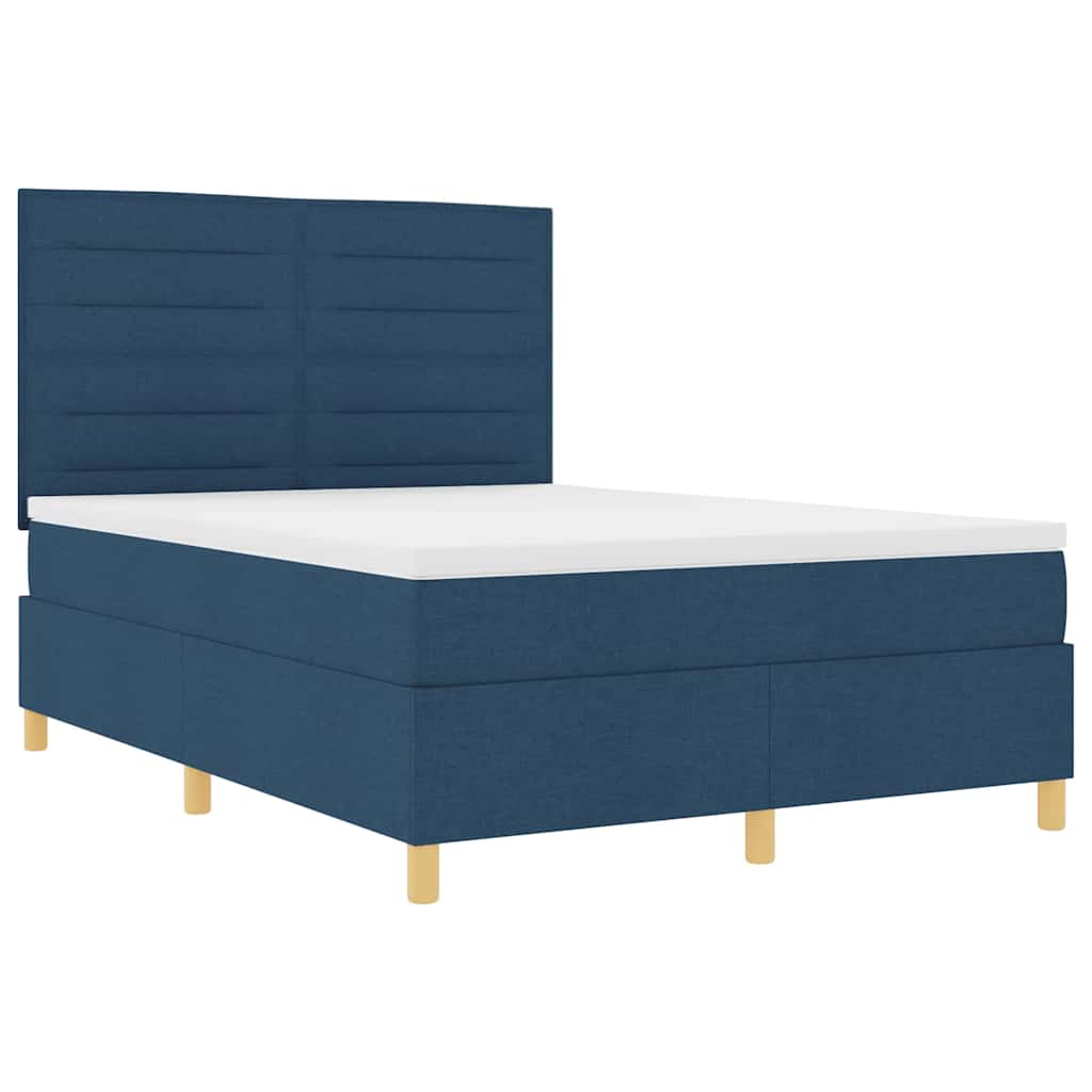 Box spring seng med hovedgærde Blå 160 x 200 cm Stof