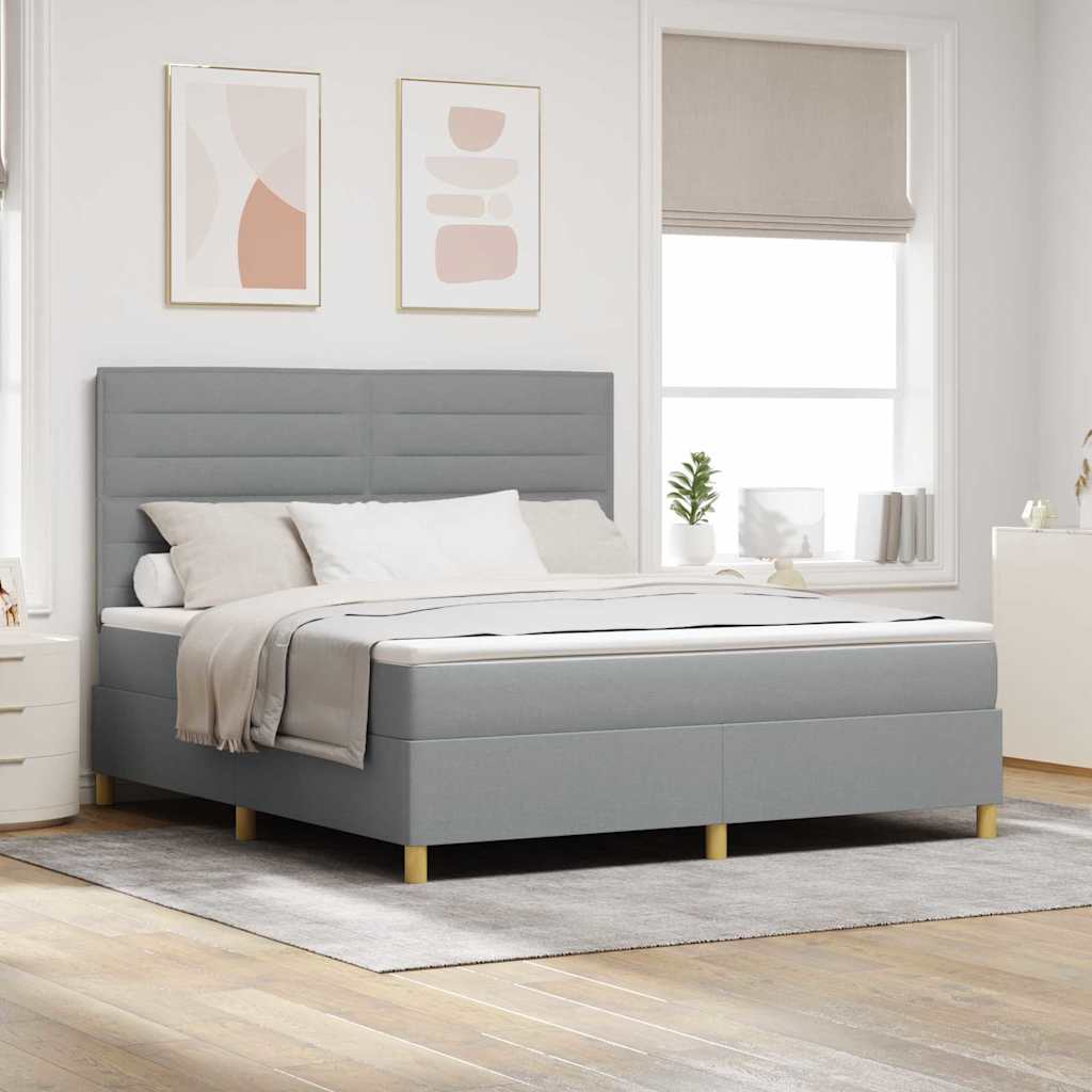 Box spring seng med madras Lysegrå 180 x 200 cm Stof