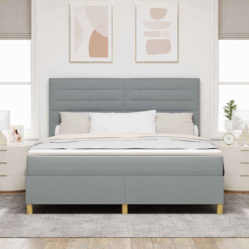Box spring seng med madras Lysegrå 180 x 200 cm Stof