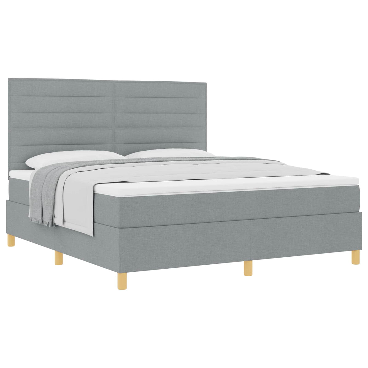 Box spring seng med madras Lysegrå 180 x 200 cm Stof
