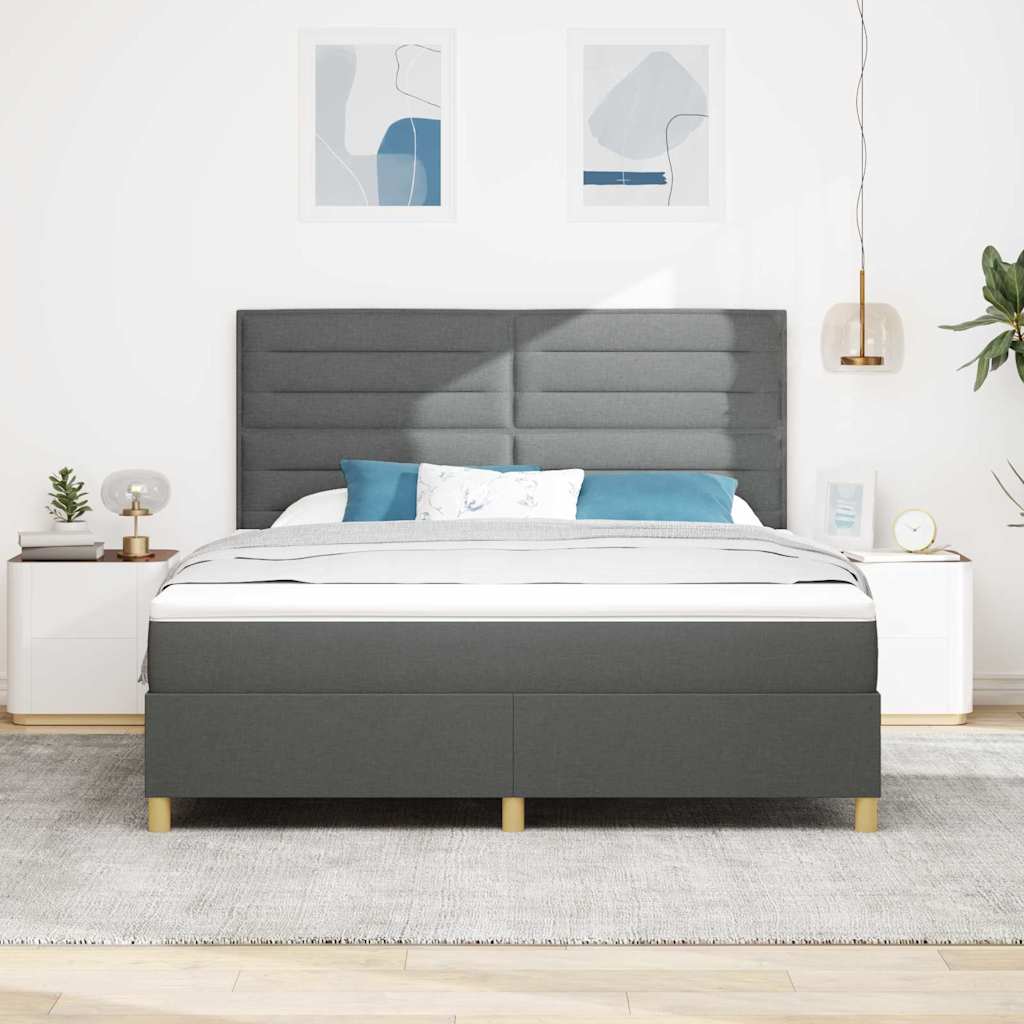 Box spring seng med madras Mørkegrå 180 x 200 cm Stof