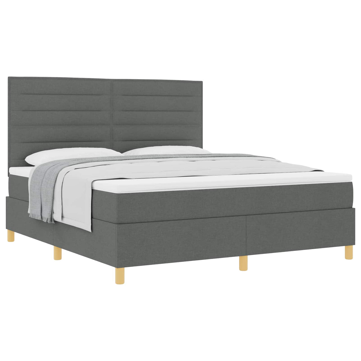 Box spring seng med madras Mørkegrå 180 x 200 cm Stof
