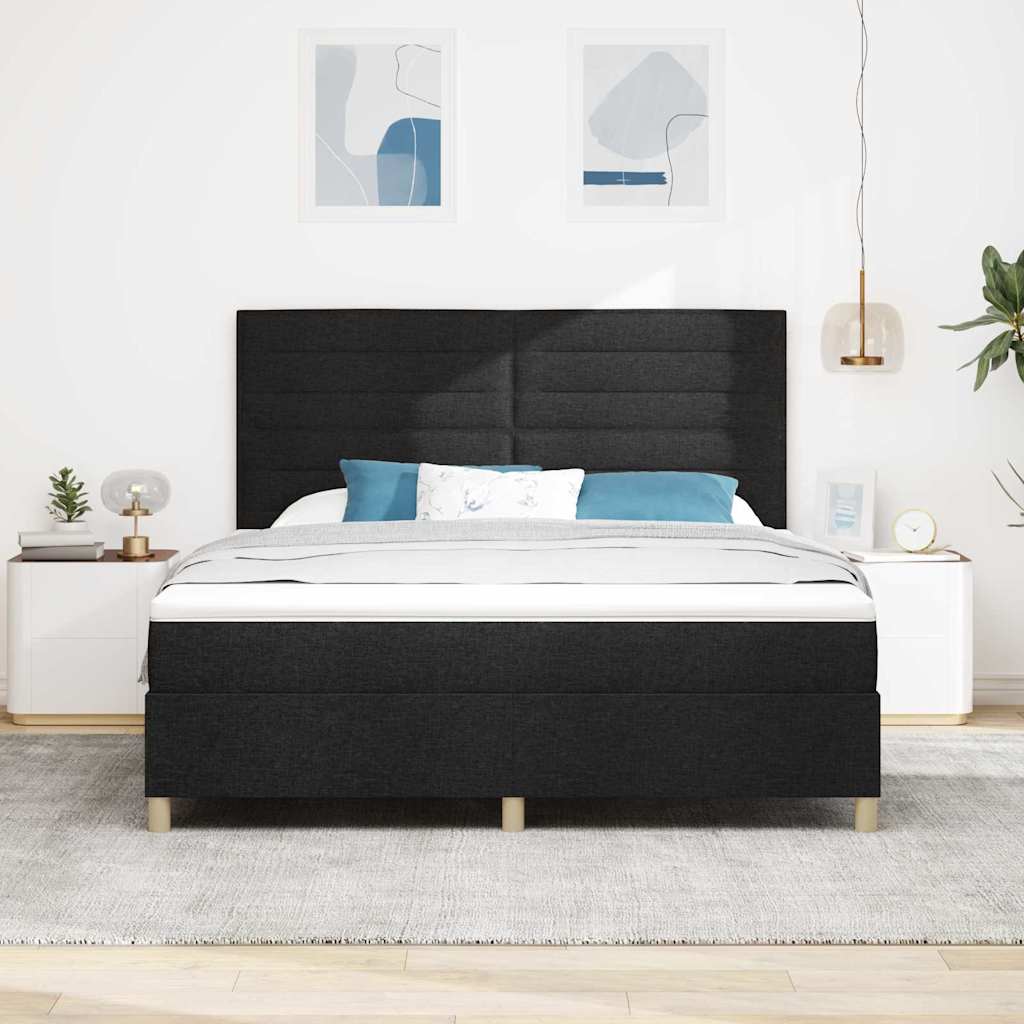 Box spring seng med madras Sort 180 x 200 cm Stof