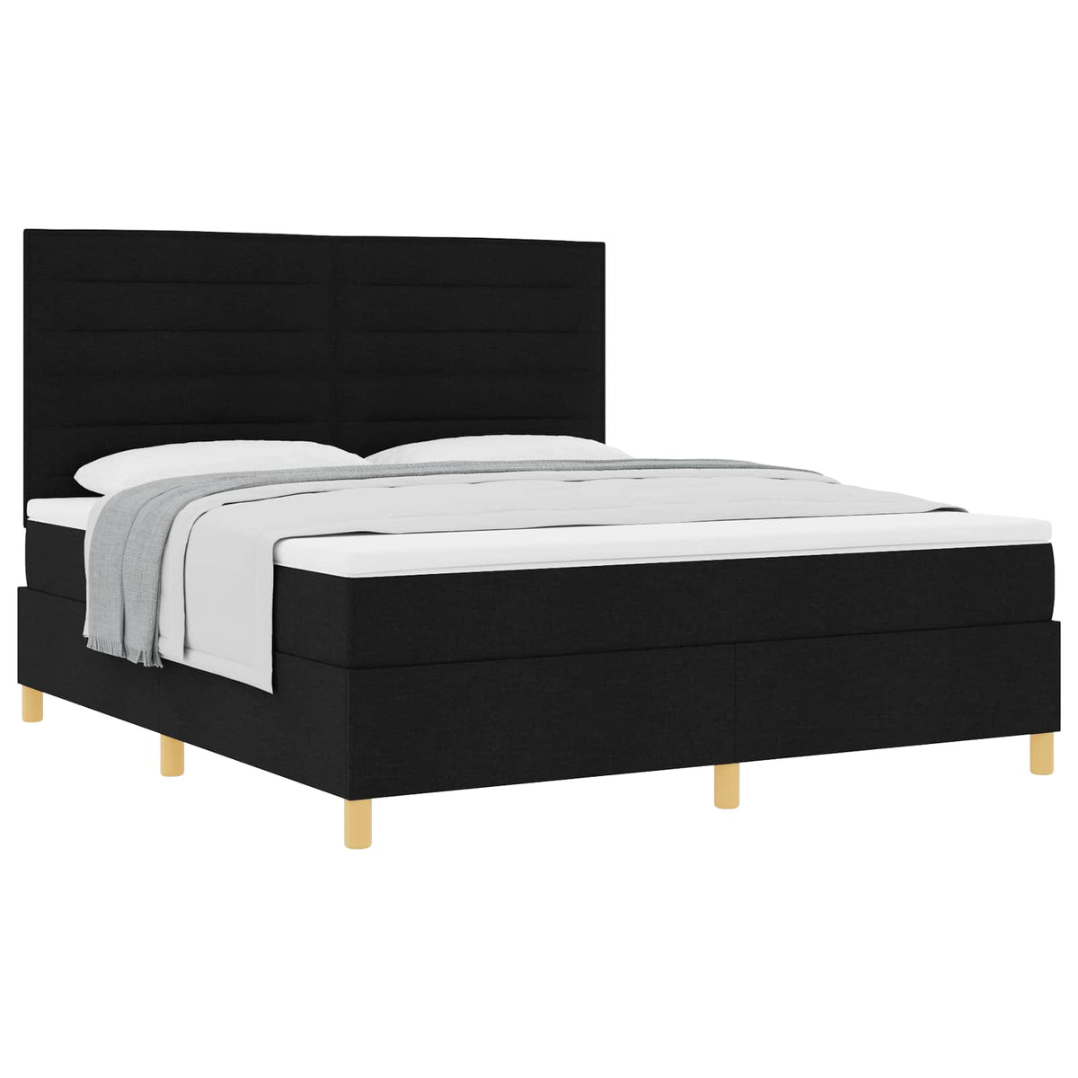Box spring seng med madras Sort 180 x 200 cm Stof