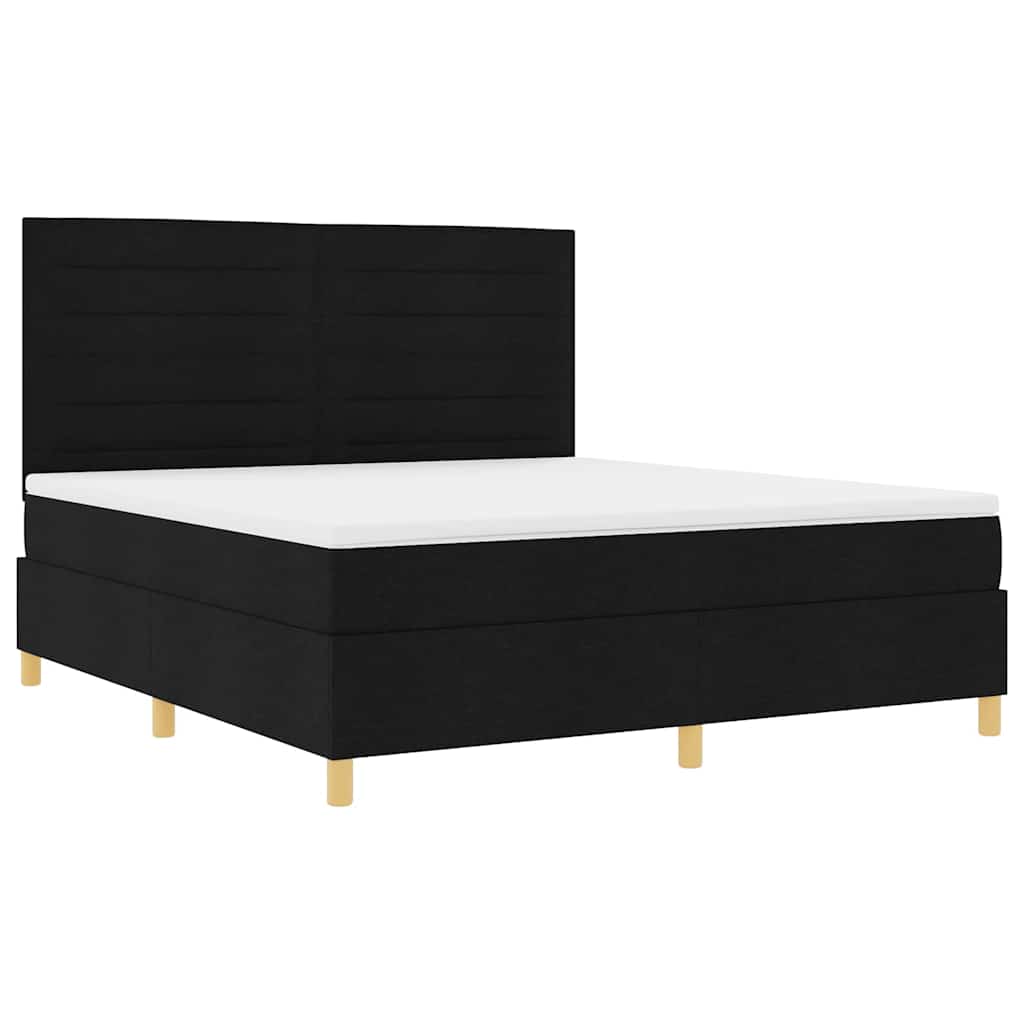 Box spring seng med madras Sort 180 x 200 cm Stof