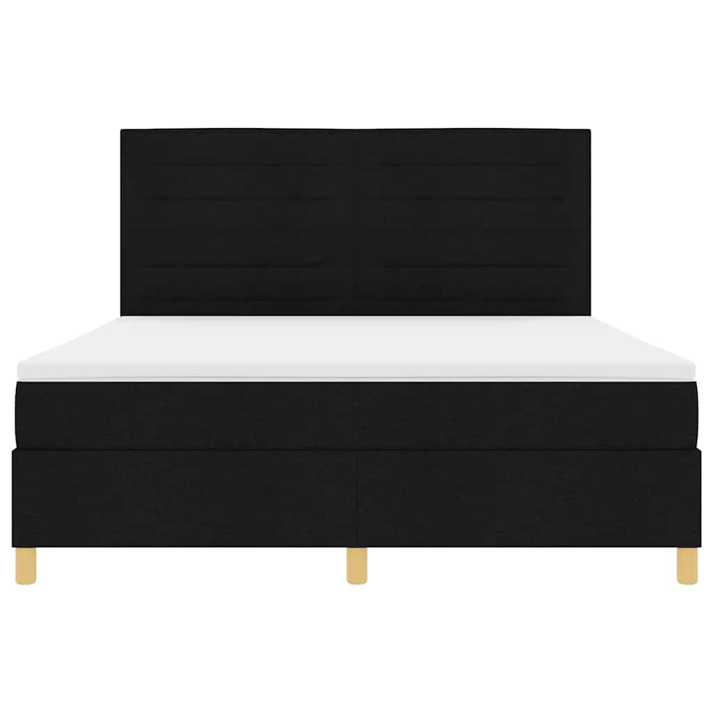 Box spring seng med madras Sort 180 x 200 cm Stof