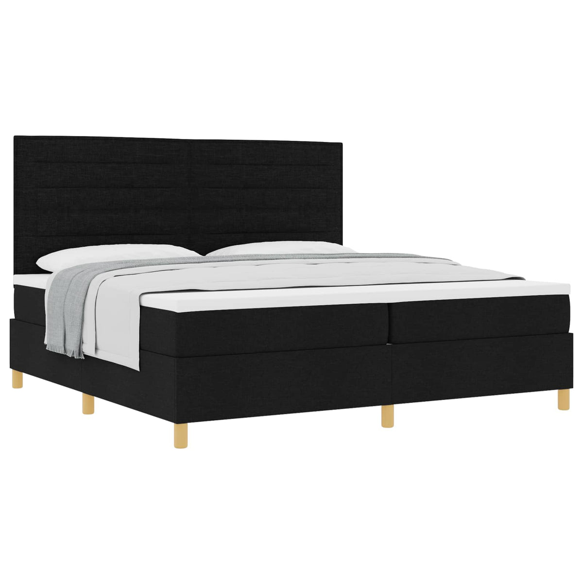 Box spring seng med hovedgærde Sort 200 x 200 cm Stof