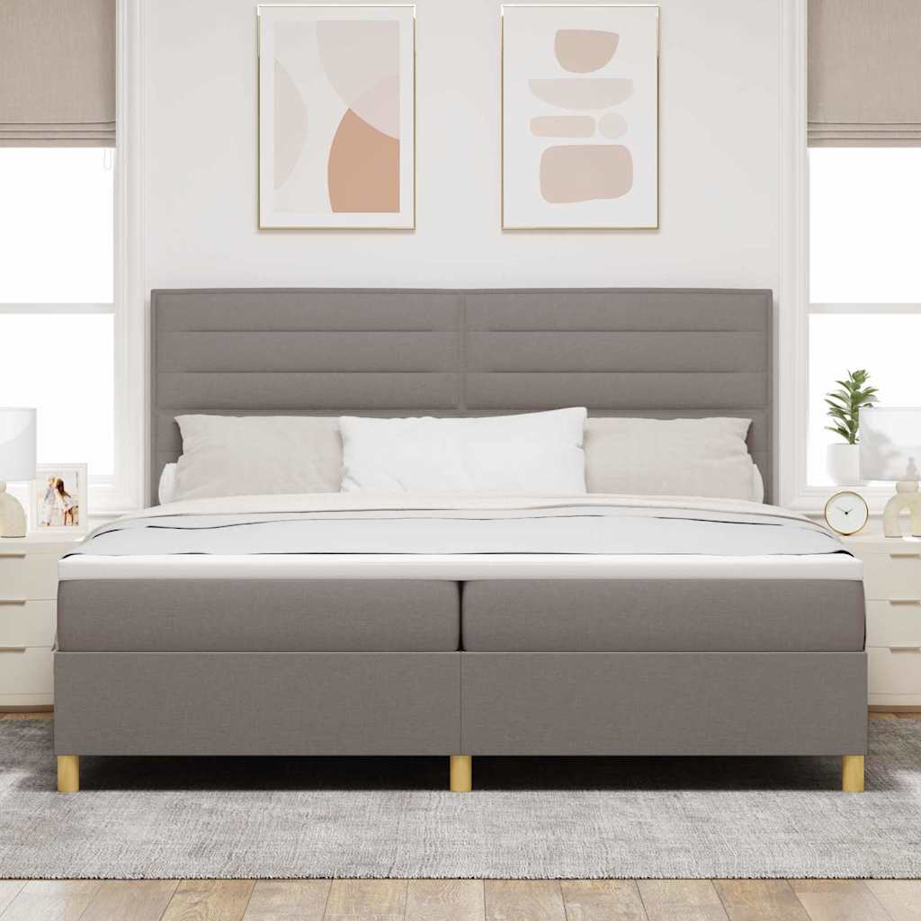 Box spring seng med hovedgærde Gråbrun 200 x 200 cm Stof