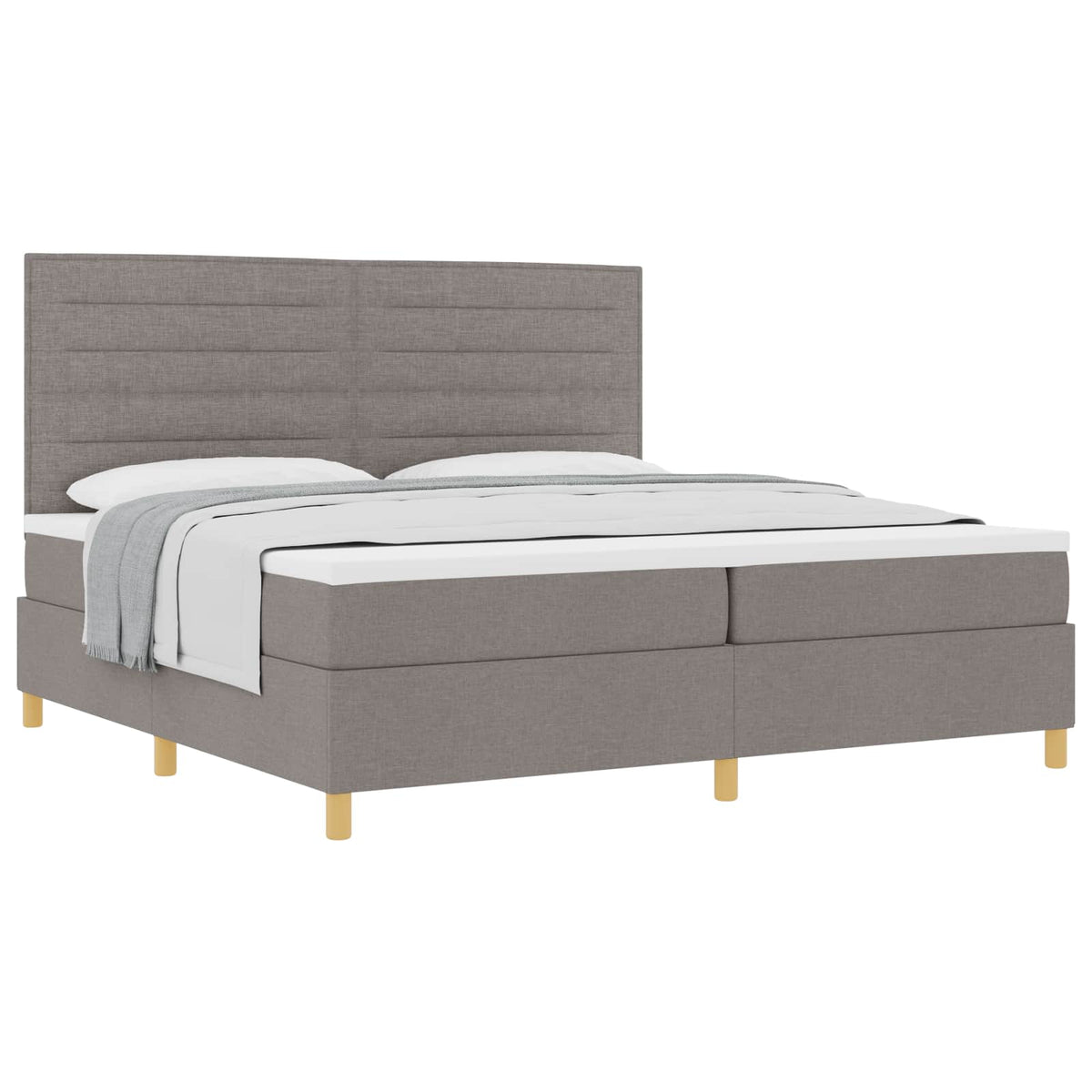 Box spring seng med hovedgærde Gråbrun 200 x 200 cm Stof