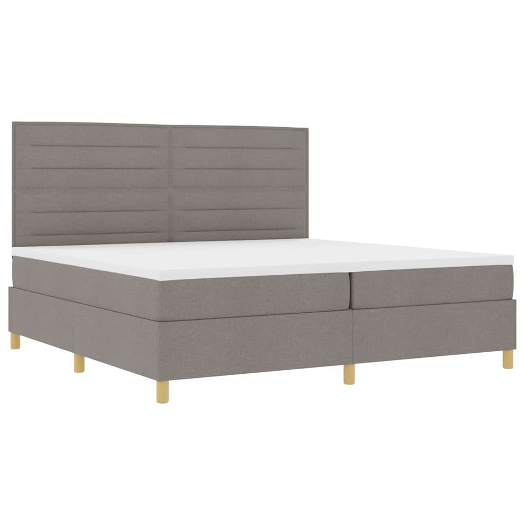 Box spring seng med hovedgærde Gråbrun 200 x 200 cm Stof