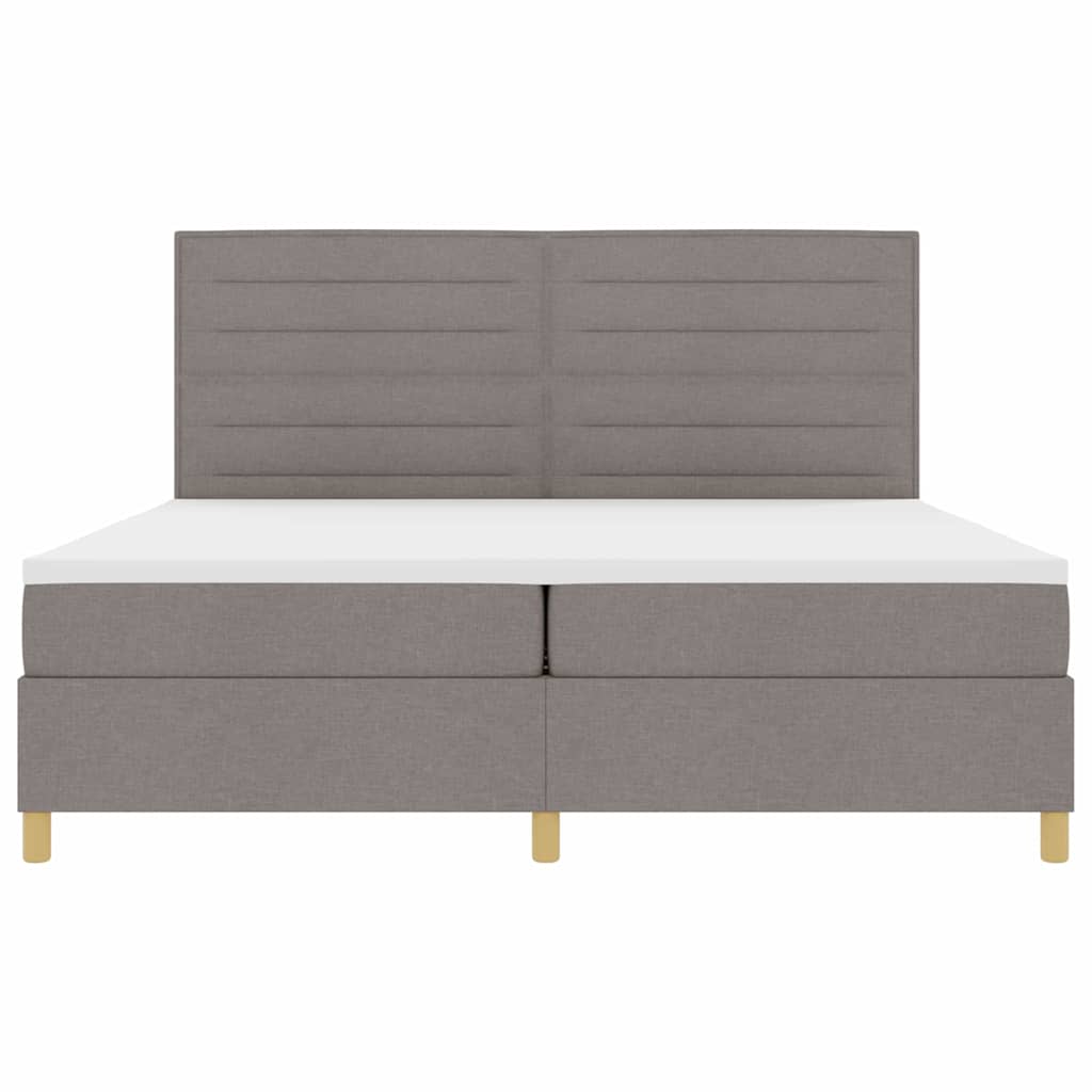Box spring seng med hovedgærde Gråbrun 200 x 200 cm Stof