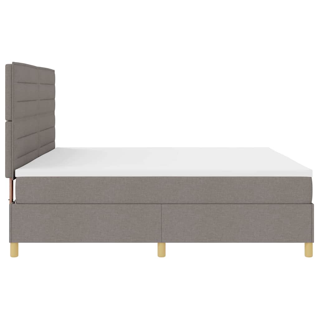 Box spring seng med hovedgærde Gråbrun 200 x 200 cm Stof
