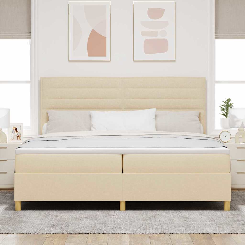 Box spring seng med madras Creme 200 x 200 cm Stof