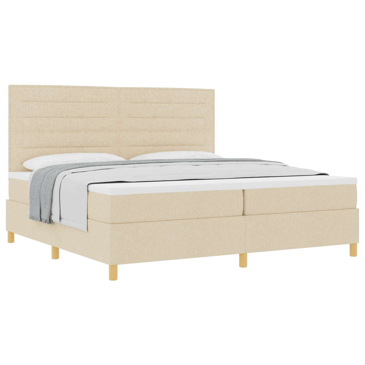 Box spring seng med madras Creme 200 x 200 cm Stof