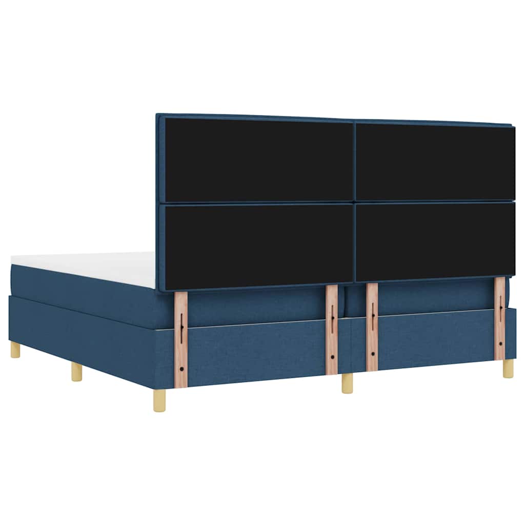Box spring seng med hovedgærde Blå 200 x 200 cm Stof