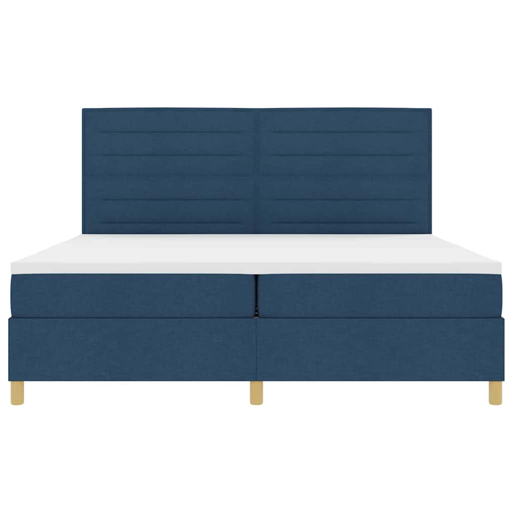 Box spring seng med hovedgærde Blå 200 x 200 cm Stof