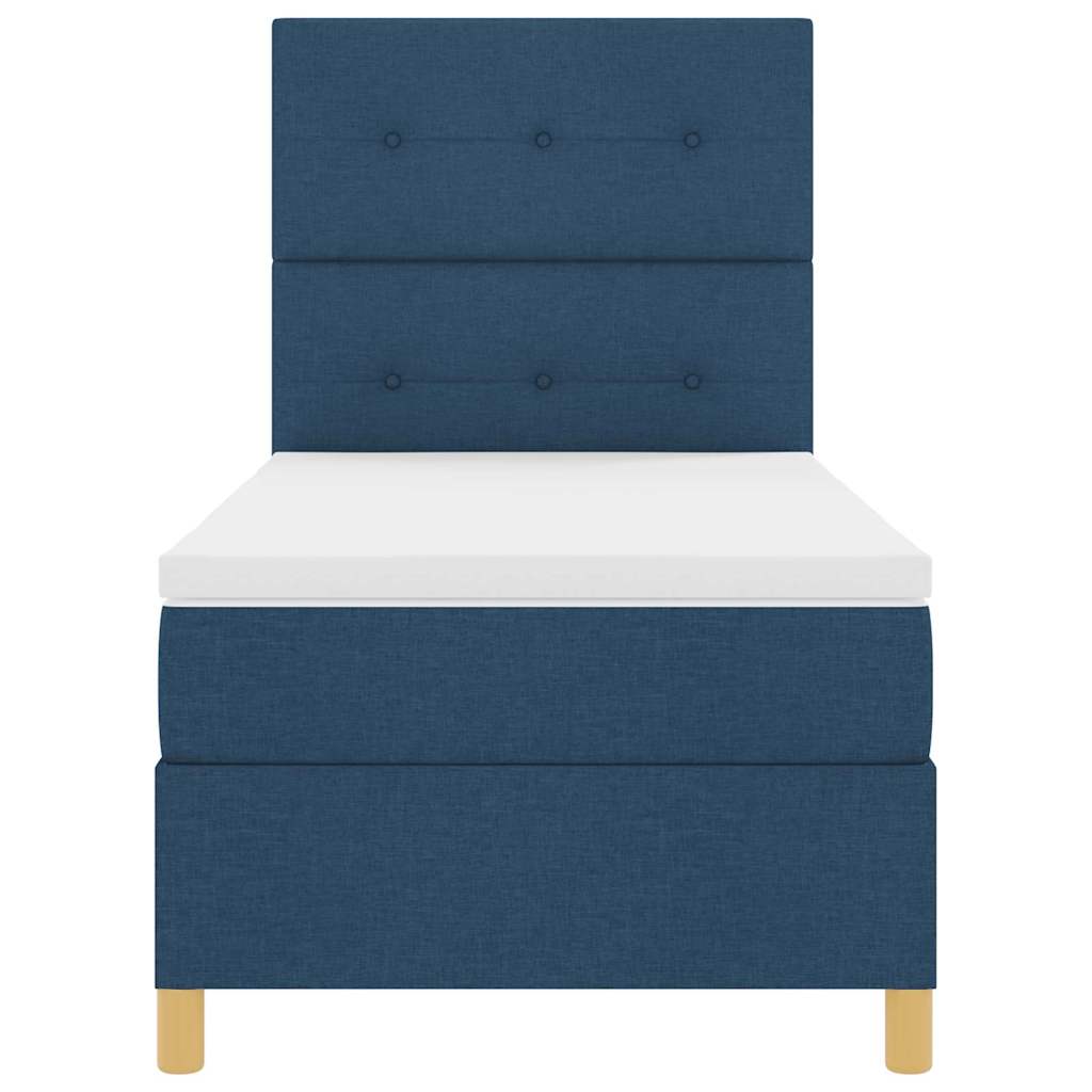 Box spring seng med hovedgærde Blå 90 x 190 cm Stof