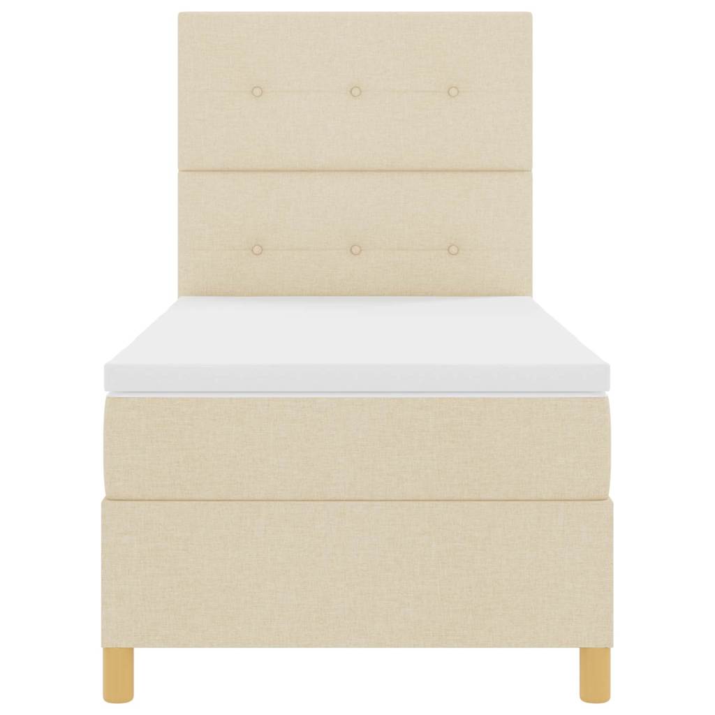 Box spring seng med hovedgærde Creme 90 x 200 cm Stof
