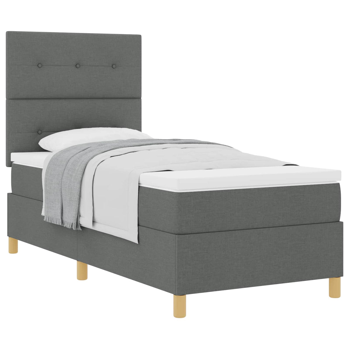 Box spring seng med hovedgærde Mørkegrå 100 x 200 cm Stof