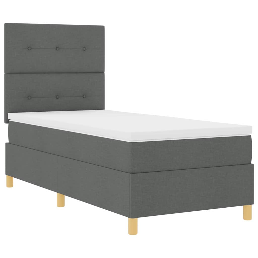 Box spring seng med hovedgærde Mørkegrå 100 x 200 cm Stof