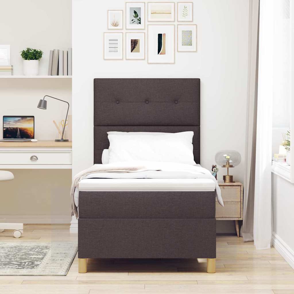 Box spring seng med hovedgærde Mørk Brun 100 x 200 cm Stof