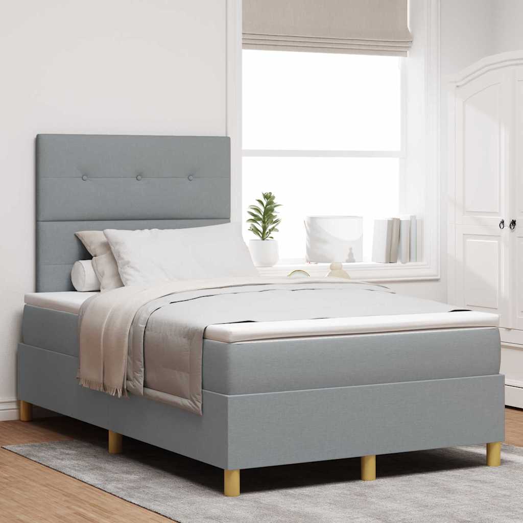 Box spring seng med hovedgærde Lysegrå 120 x 190 cm Stof