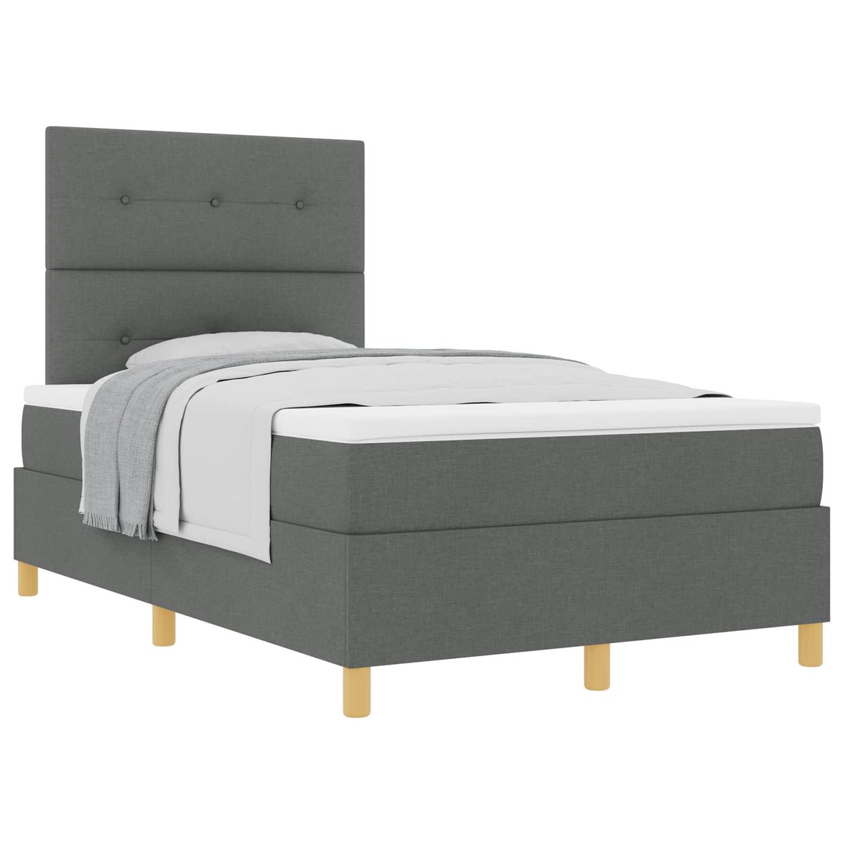 Box spring seng med hovedgærde Mørkegrå 120 x 190 cm Stof