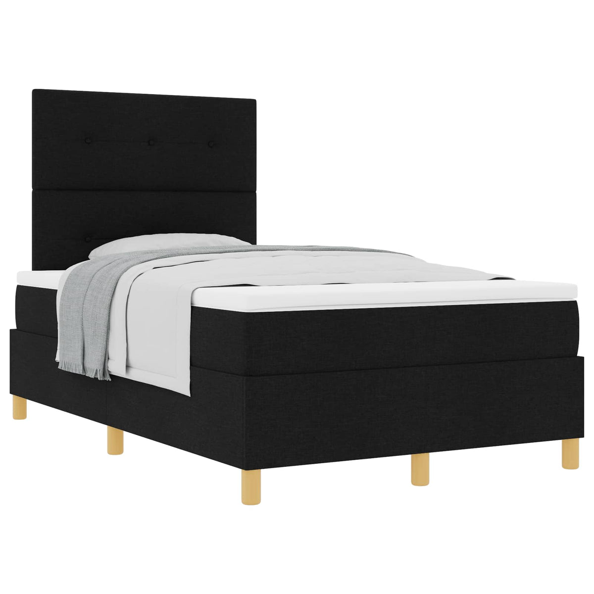 Box spring seng med hovedgærde Sort 120 x 190 cm Stof