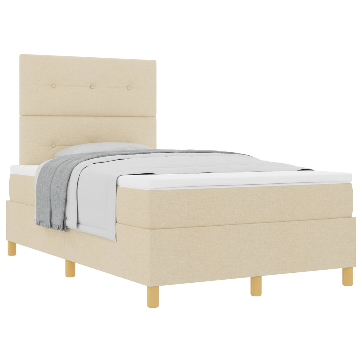 Box spring seng med hovedgærde Creme 120 x 190 cm Stof