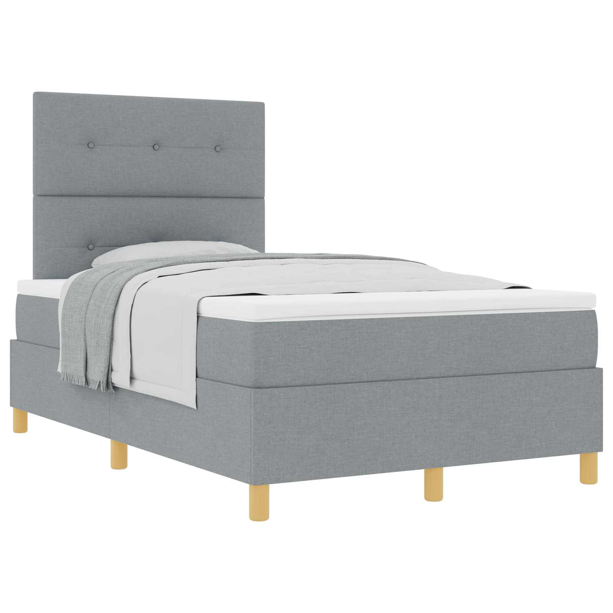 Box spring seng med hovedgærde Lysegrå 120 x 200 cm Stof