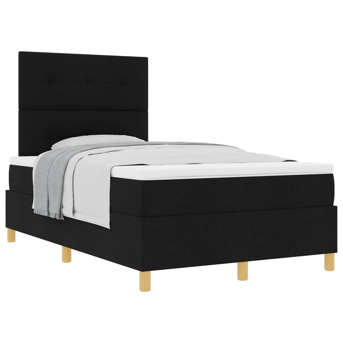 Box spring seng med hovedgærde Sort 120 x 200 cm Stof