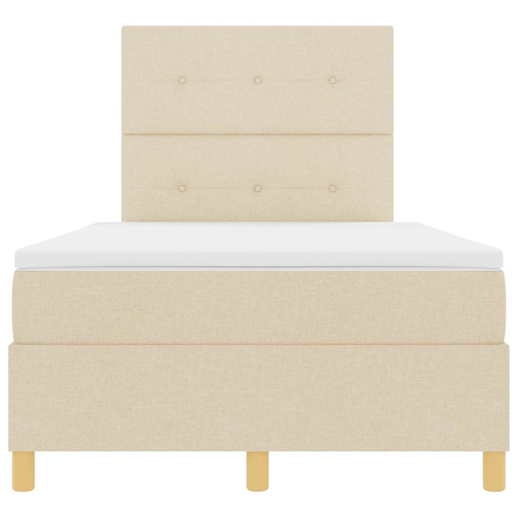 Box spring seng med hovedgærde Creme 120 x 200 cm Stof