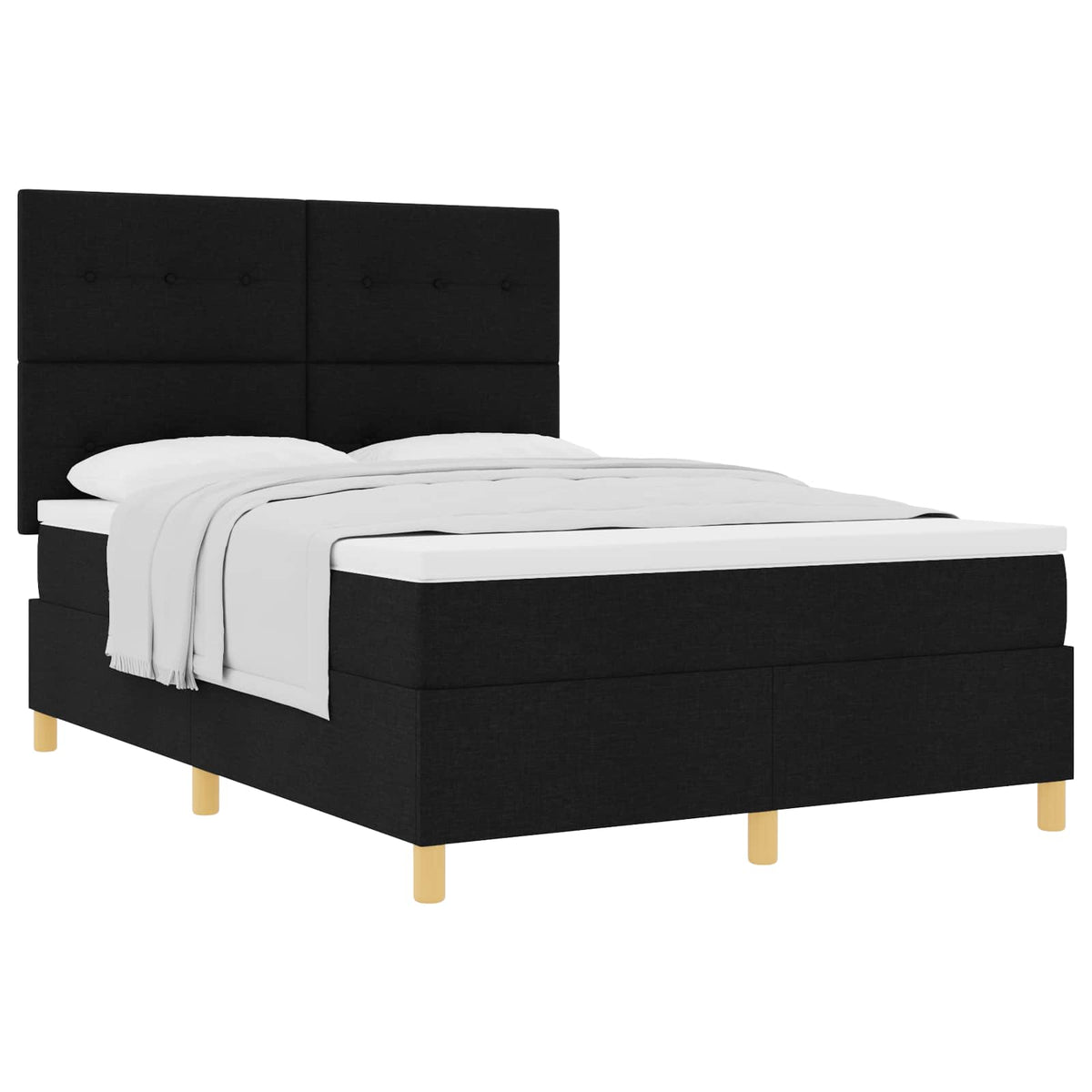 Box spring seng med madras Sort 140 x 200 cm Stof