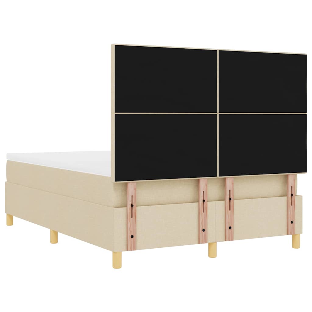 Box spring seng med hovedgærde Creme 140 x 200 cm Stof