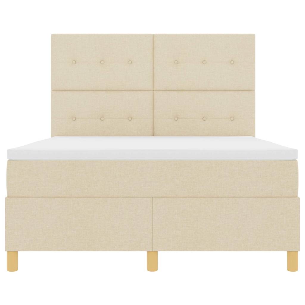 Box spring seng med hovedgærde Creme 140 x 200 cm Stof