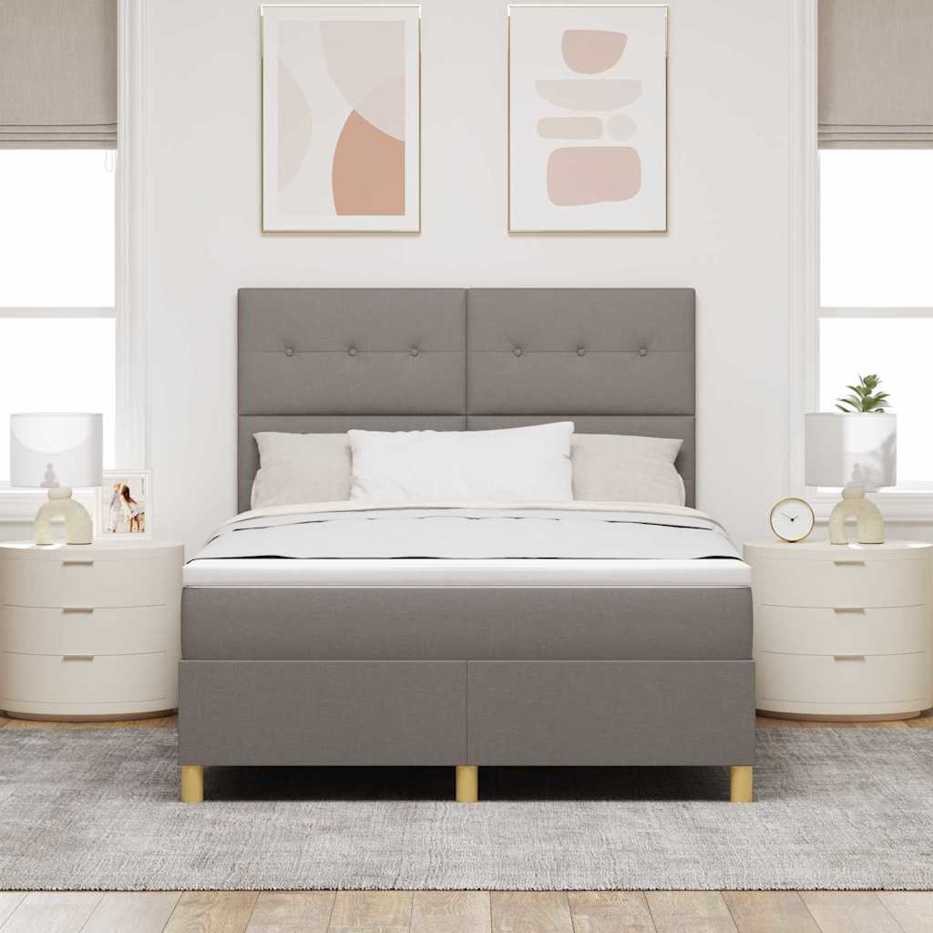 Box spring seng med hovedgærde Gråbrun 160 x 200 cm Stof
