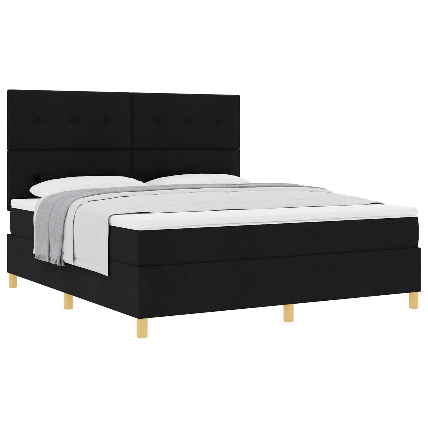Box spring seng med hovedgærde Sort 180 x 200 cm Stof