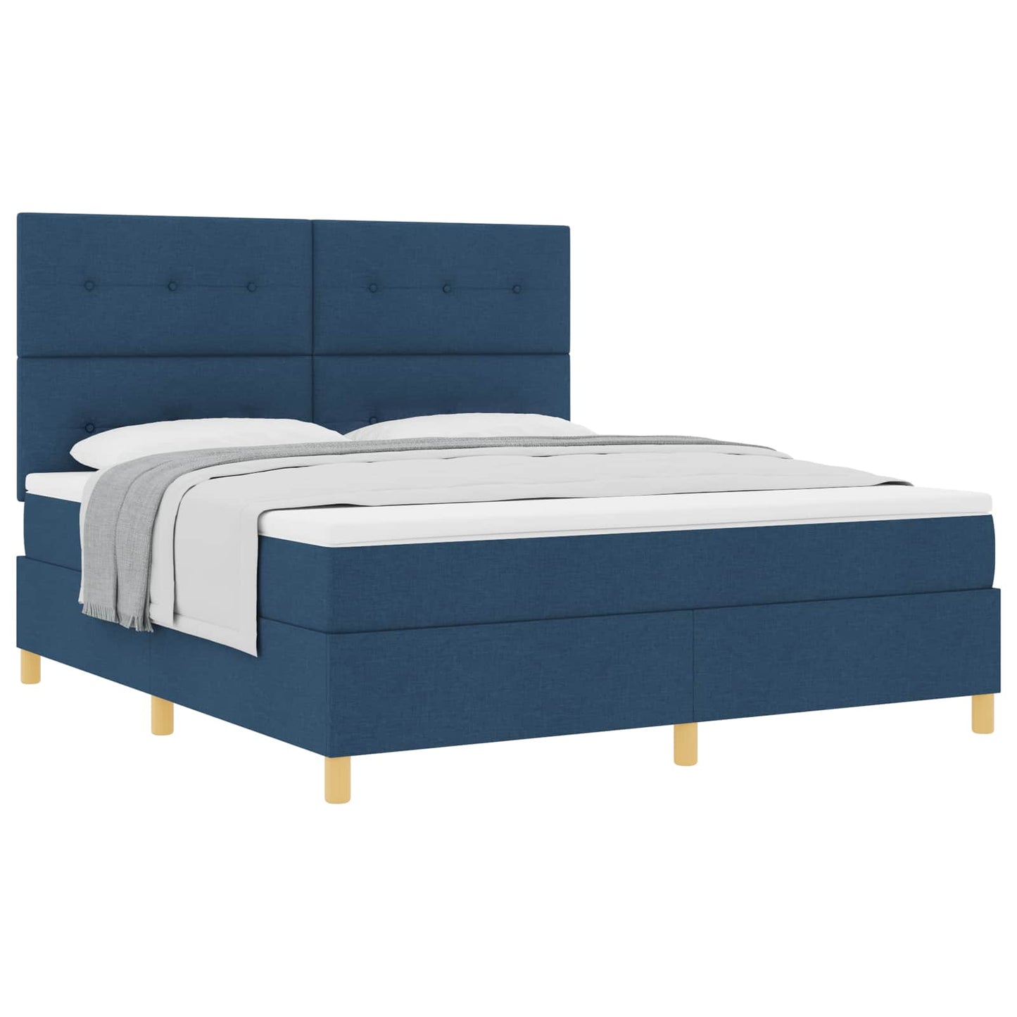 Box spring seng med hovedgærde Blå 180 x 200 cm Stof