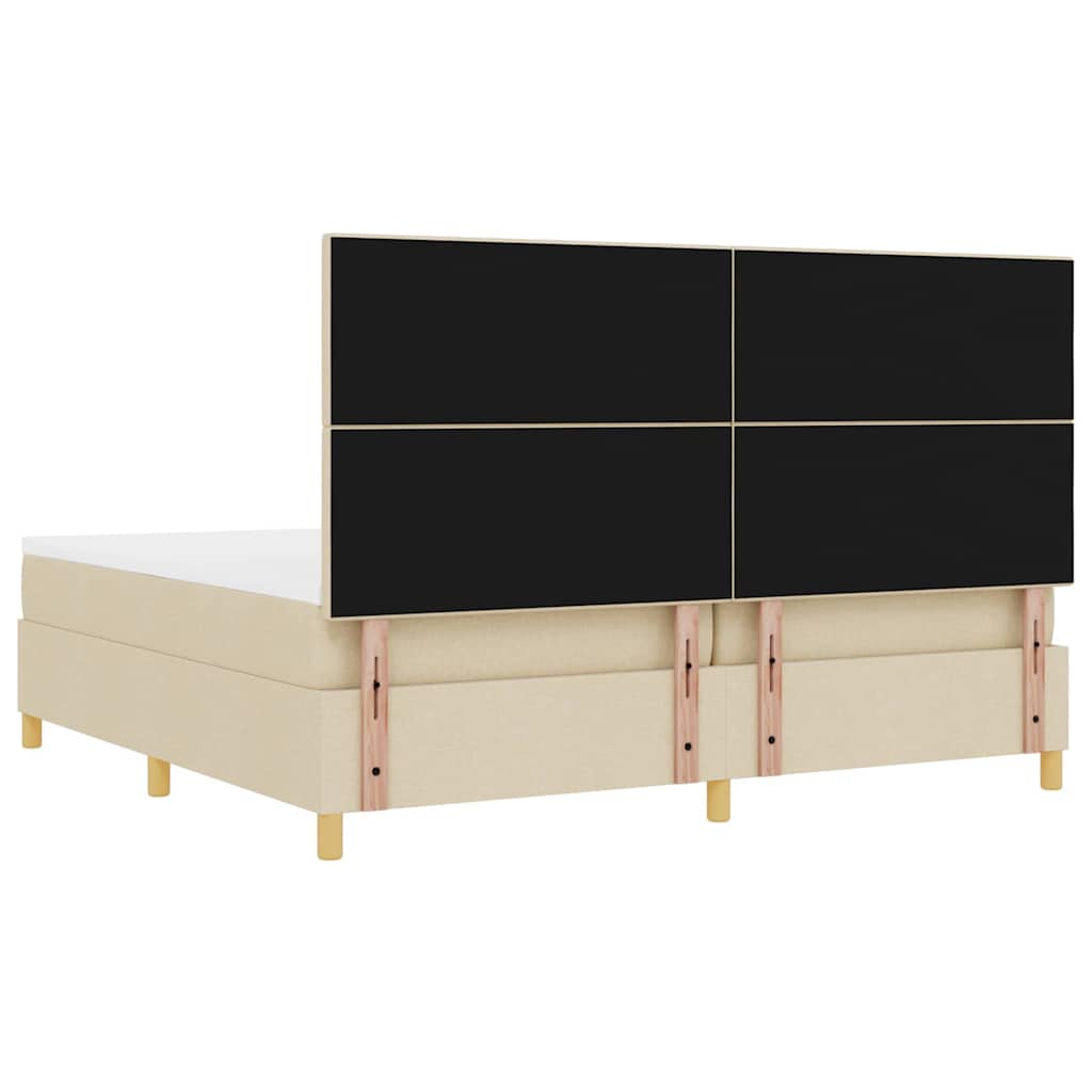 Box spring seng med hovedgærde Creme 200 x 200 cm Stof