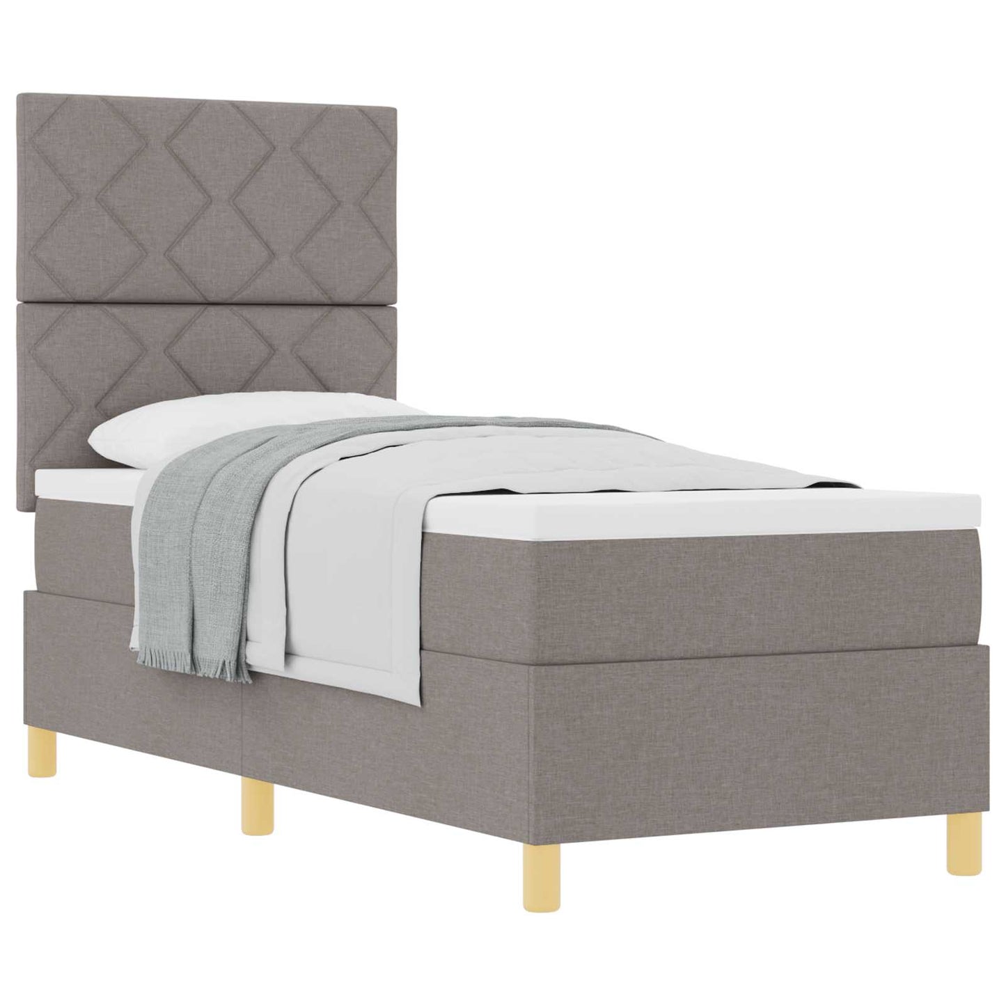 Box spring seng med hovedgærde Gråbrun 80 x 200 cm Stof