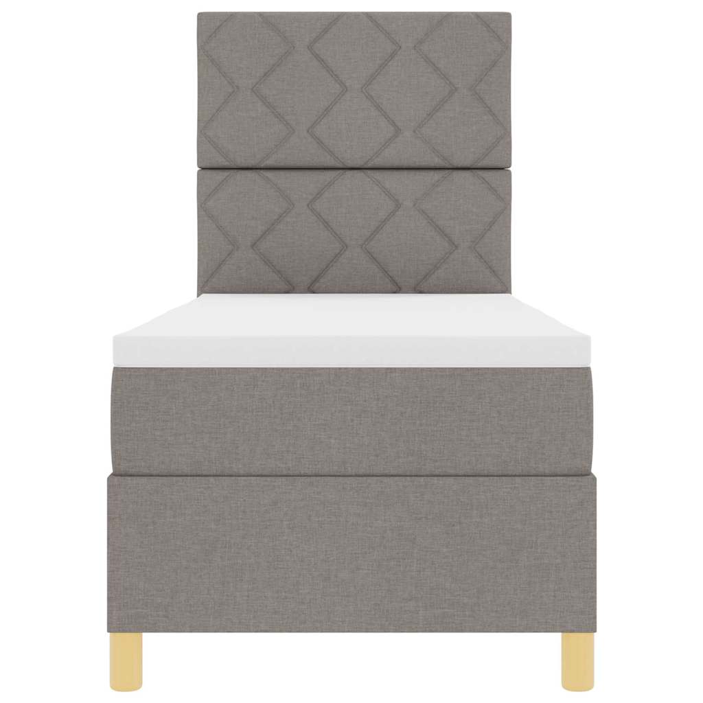 Box spring seng med hovedgærde Gråbrun 80 x 200 cm Stof