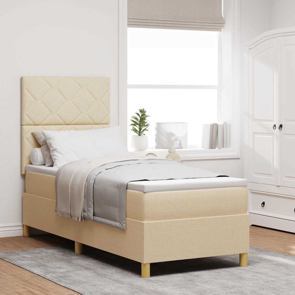 Box spring seng med hovedgærde Creme 80 x 200 cm Stof