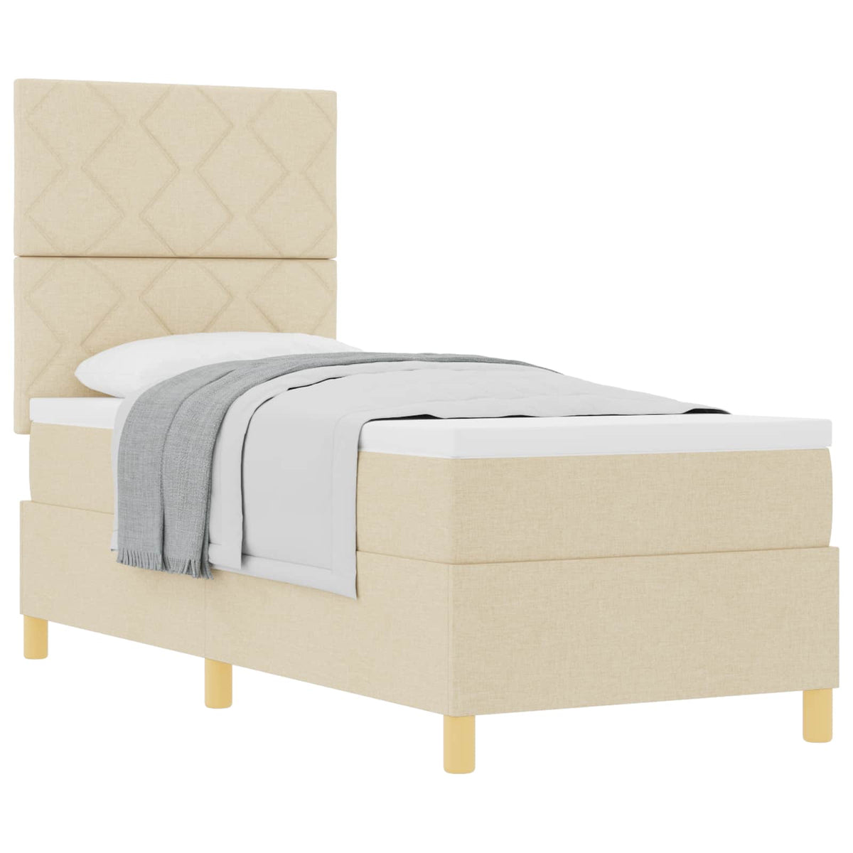 Box spring seng med hovedgærde Creme 80 x 200 cm Stof