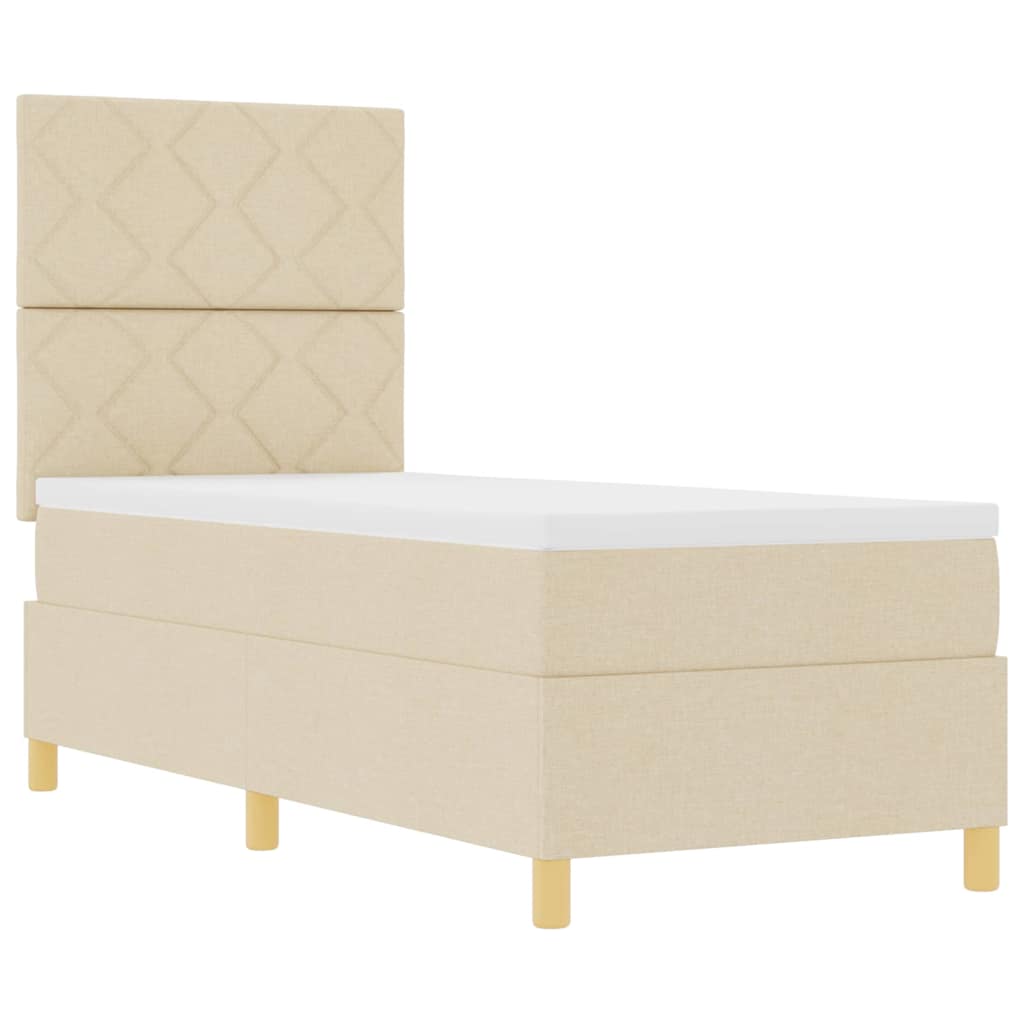 Box spring seng med hovedgærde Creme 80 x 200 cm Stof