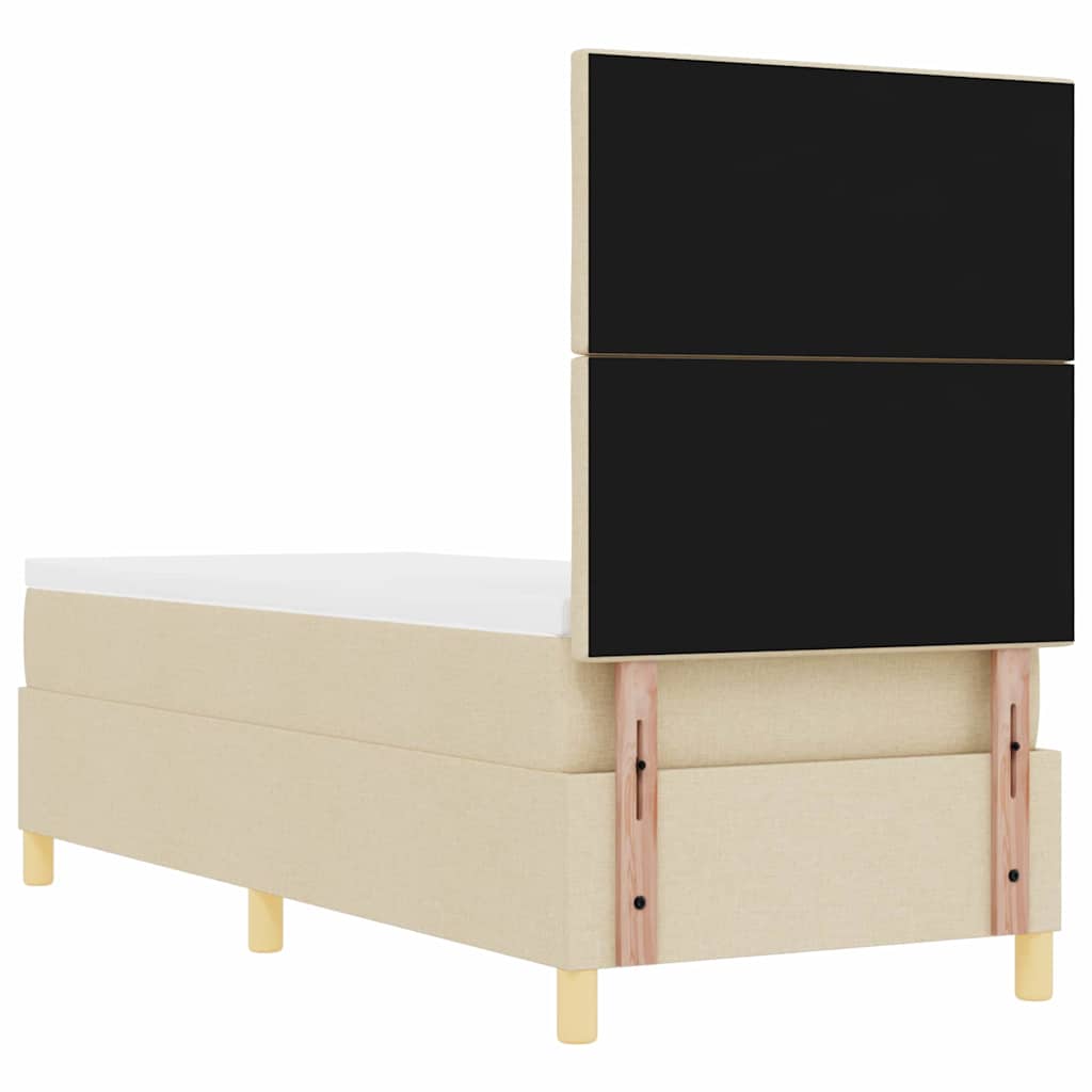 Box spring seng med hovedgærde Creme 80 x 200 cm Stof