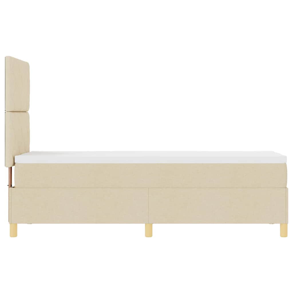 Box spring seng med hovedgærde Creme 80 x 200 cm Stof