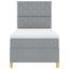 Box spring seng med hovedgærde Lysegrå 90 x 190 cm Stof