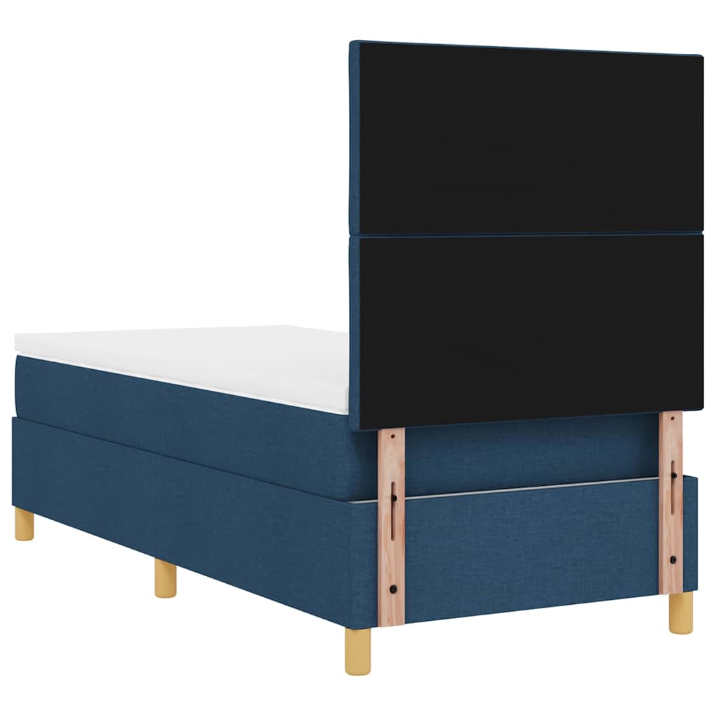 Box spring seng med hovedgærde Blå 90 x 190 cm Stof
